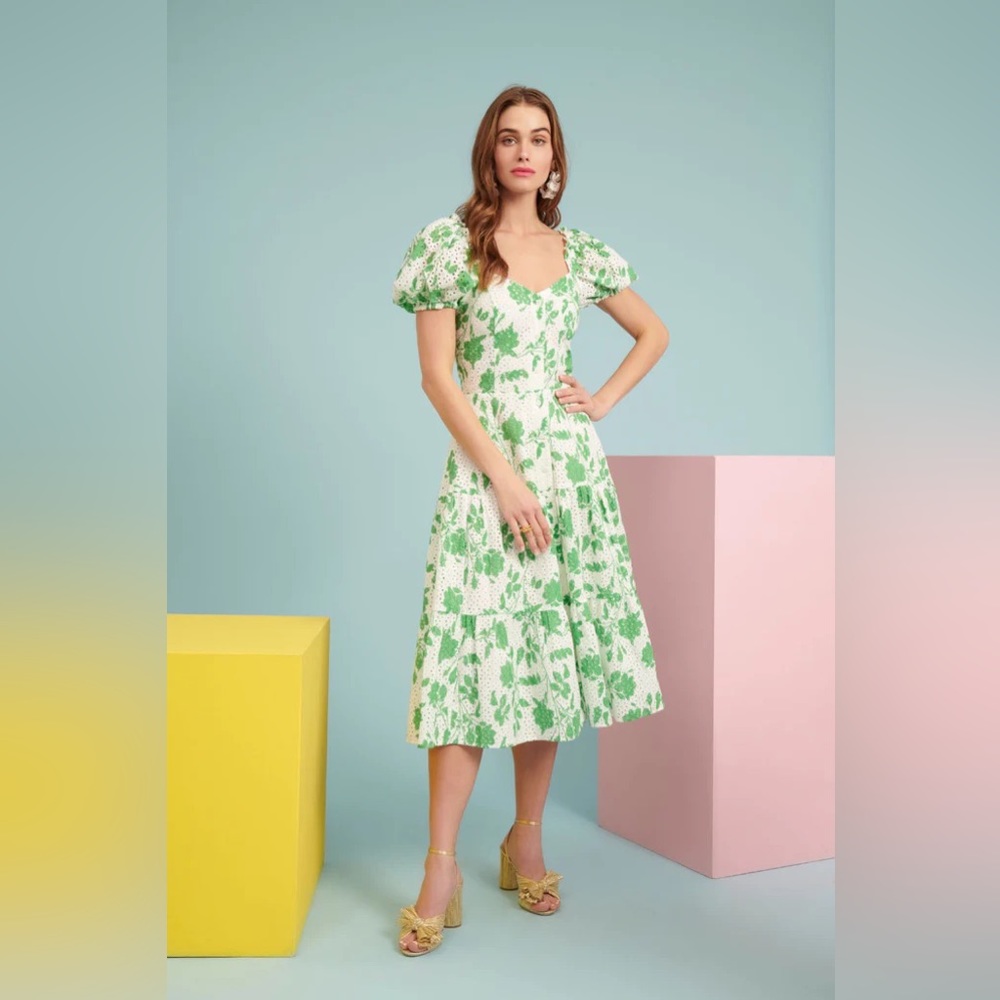 Rachel Parcell eyelet puff sleeve midi dress